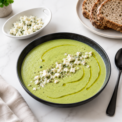 Winter Greens & Danish Feta Soup (v)